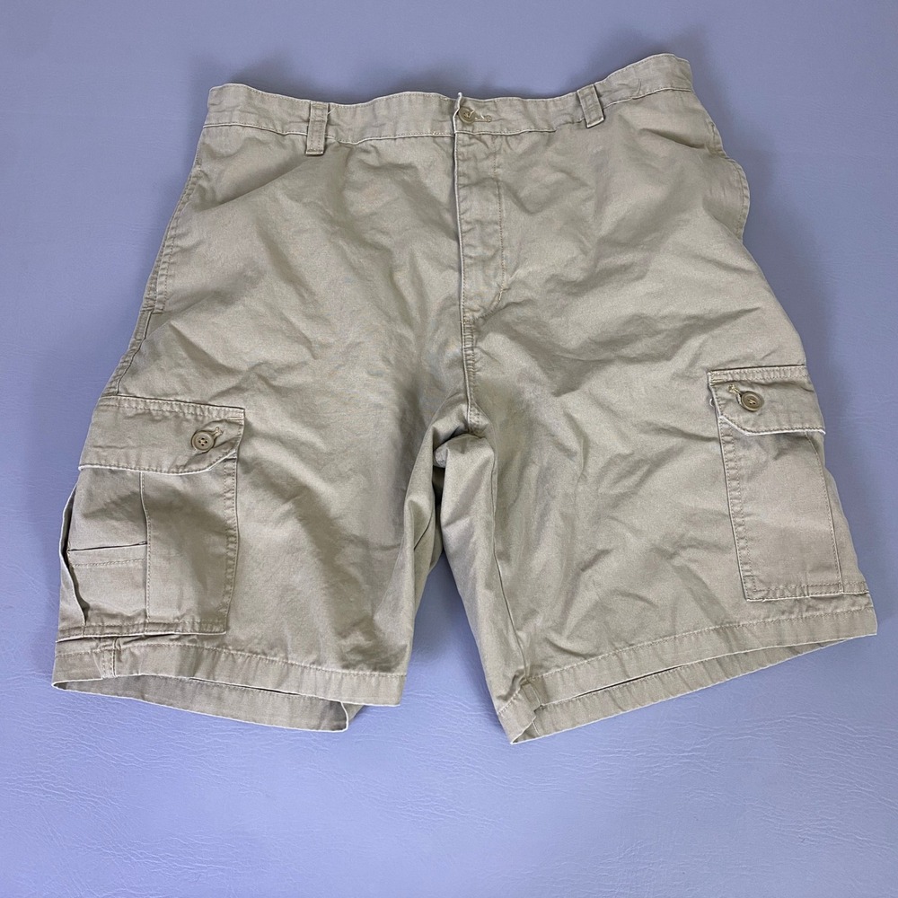 Chaps Cargo Shorts Men's‎ Size 38 Khaki Tan 100% Cotton Multi Pocket Casual